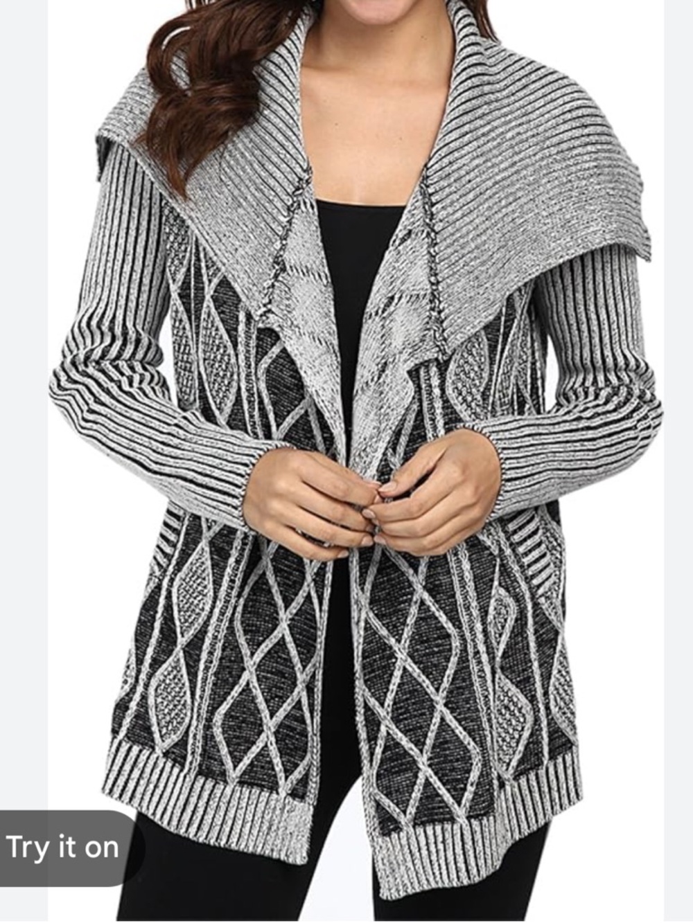 Karen Kane Women's Open Front‎ Drape Cable Knit Cardigan